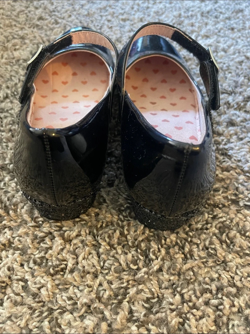 SO Smooth Black Memory Foam Dress Shoes with Glitter Block Heel